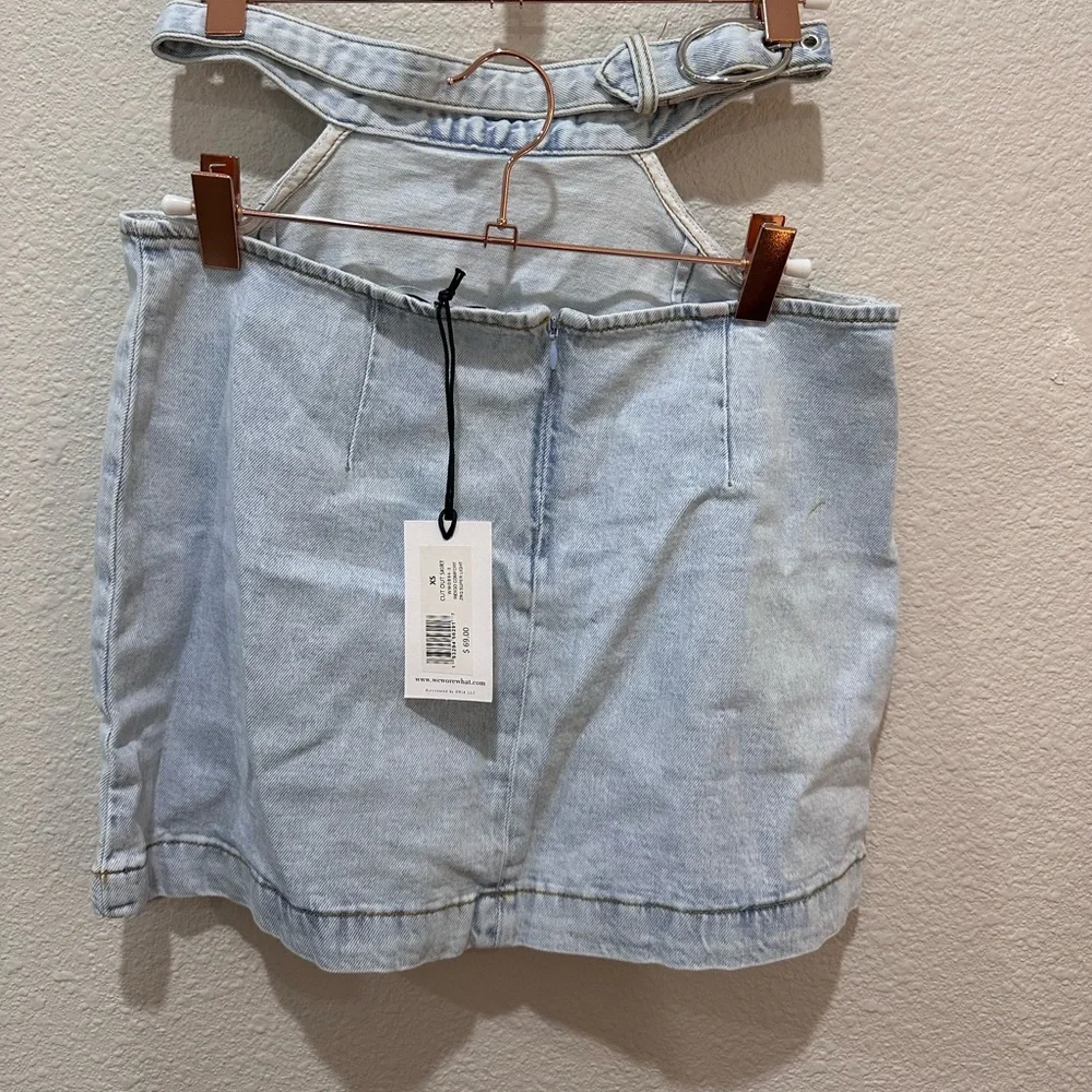 We Wore What NWT Denim Cut Out Belted Mini Skirt Sz XS $69 REVOLVE Y2K - Picture 12 of 14